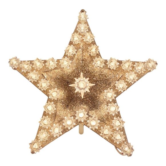 White Lights Crystal Tree Star Topper W/Green Wire Holiday Xmas Christmas - Picture 1 of 16